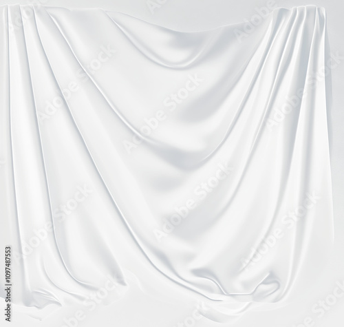 Vászonkép Elegant black satin fabric draped dramatically against a dark Transparent Background