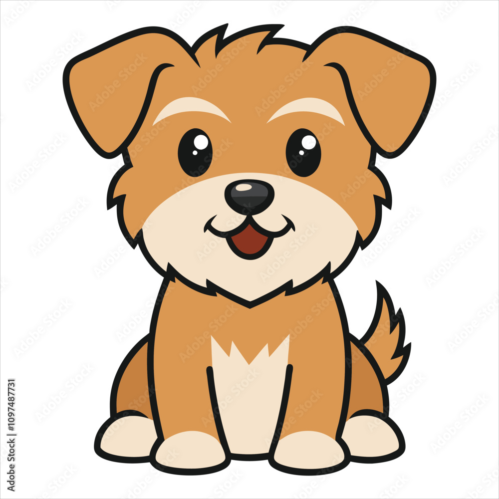 Cute Baby Cartoon Border Terrier Dog sitting Vector Illustration Design Cute Baby Cartoon Border Terrier Dog sitting Vector Illustration Design