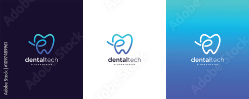 Dental Care initial letter E logo design 