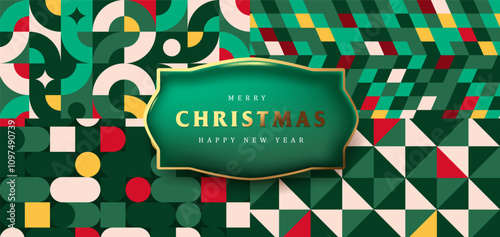 Set of Merry Christmas holiday background pattern packaging design template