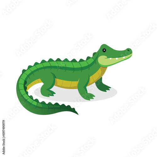 Alligator isolated flat vector illustration on white background.