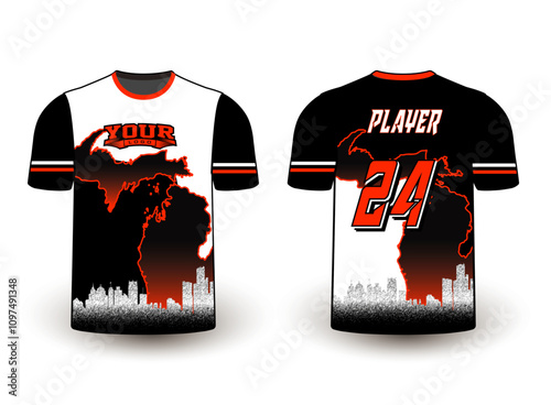 All sports player jersey design with an elegant edgy and wild look. Sports gear template mockup perfect fit for all sports. The designs that go on casual wear, shirts, fashion apparel, and all kind 