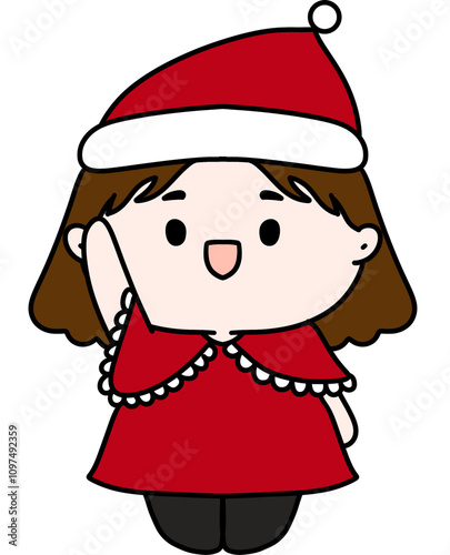 Christmas costumes Cute, Kids, Children, Clipart, PNG, Transparent, Holiday, Festive, Costume, Santa, Red, Cartoon, Doodle, Illustration