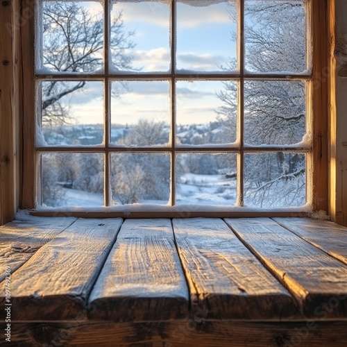 Frosty Window Pane Reveals ...