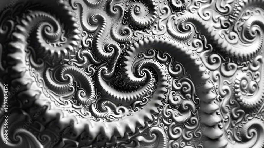 A repetitive pattern of intricate spirals dancing in perfect harmony with each other. A repetitive pattern of intricate spirals dancing in perfect harmony with each other.