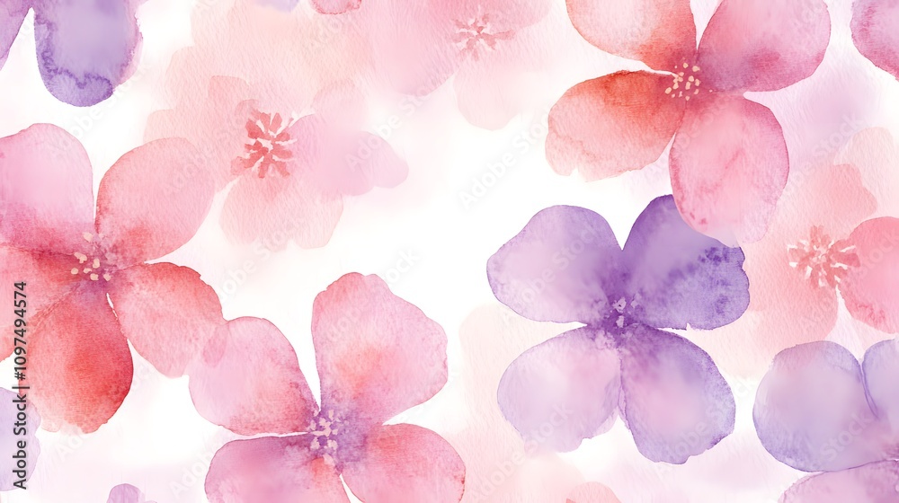 A soft watercolor illustration featuring delicate pink and purple flowers on a light background. A soft watercolor illustration featuring delicate pink and purple flowers on a light background.