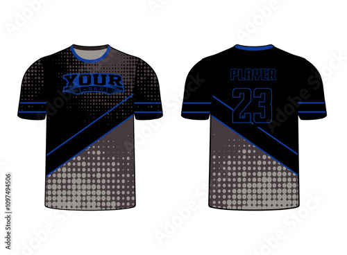 All sports player jersey design with an elegant edgy and wild look. Sports gear template mockup perfect fit for all sports. The designs that go on casual wear, shirts, fashion apparel, and all kind 