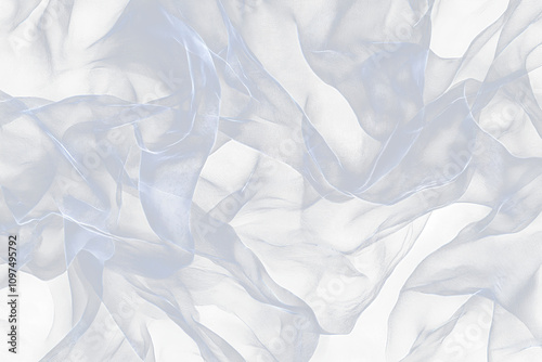 Abstract image of flowing, translucent fabric on black Transparent Background.