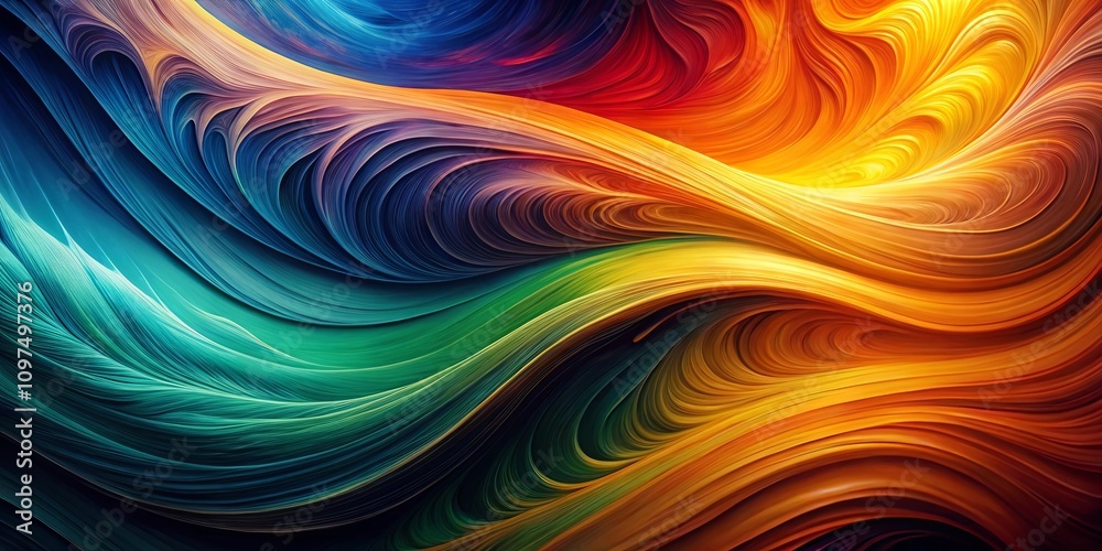 Abstract Swirling Color Waves A Vibrant Spectrum of Hues and Dynamic Curves