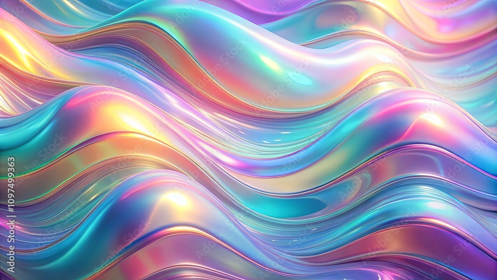 Abstract iridescent waves flowing in a vibrant spectrum of pastel colors Abstract iridescent waves flowing in a vibrant spectrum of pastel colors