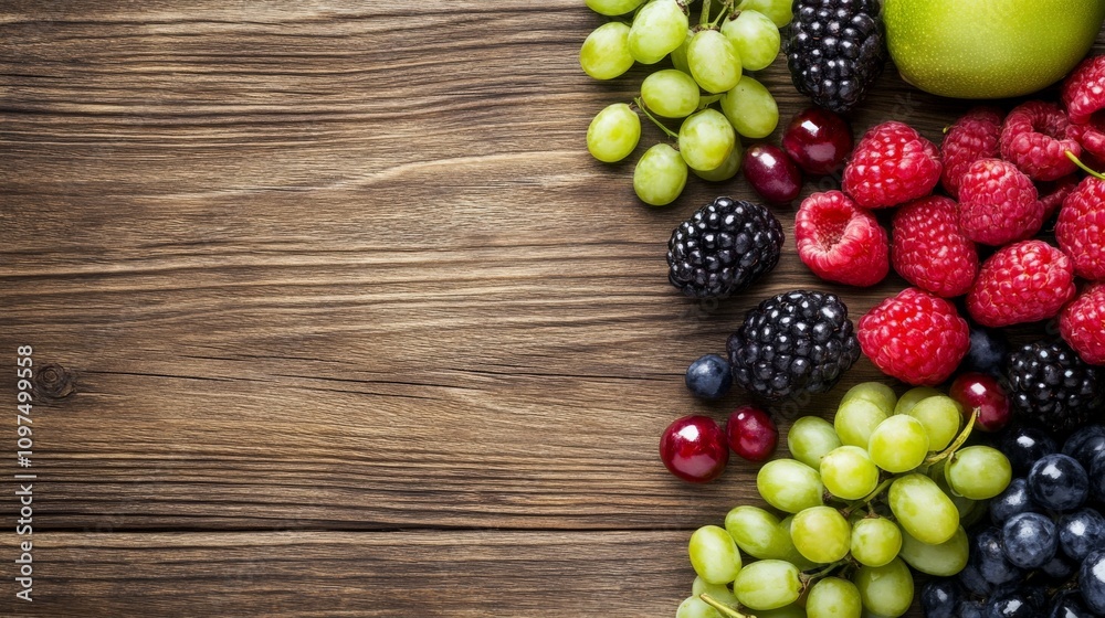 Summer Fruit Abundance on Rustic Wood Summer Fruit Abundance on Rustic Wood