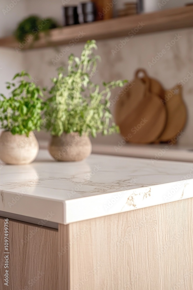 Kitchen Counter with Potted Plant