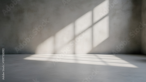 Minimalist White Studio Room with Window Light and Shadow