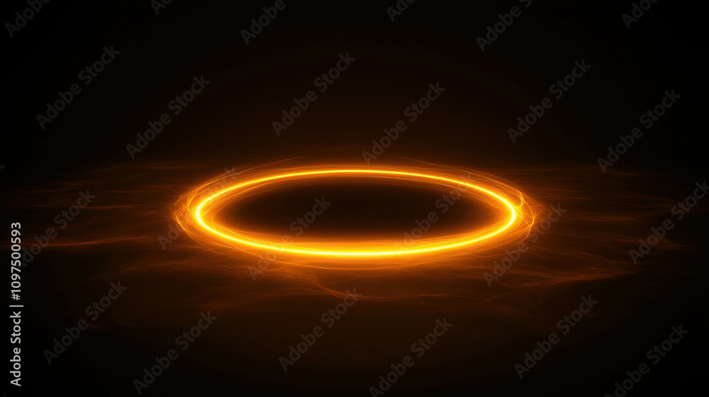 Glowing Orange Circle on Dark Background, Abstract Light Effect and Design Element Glowing Orange Circle on Dark Background, Abstract Light Effect and Design Element