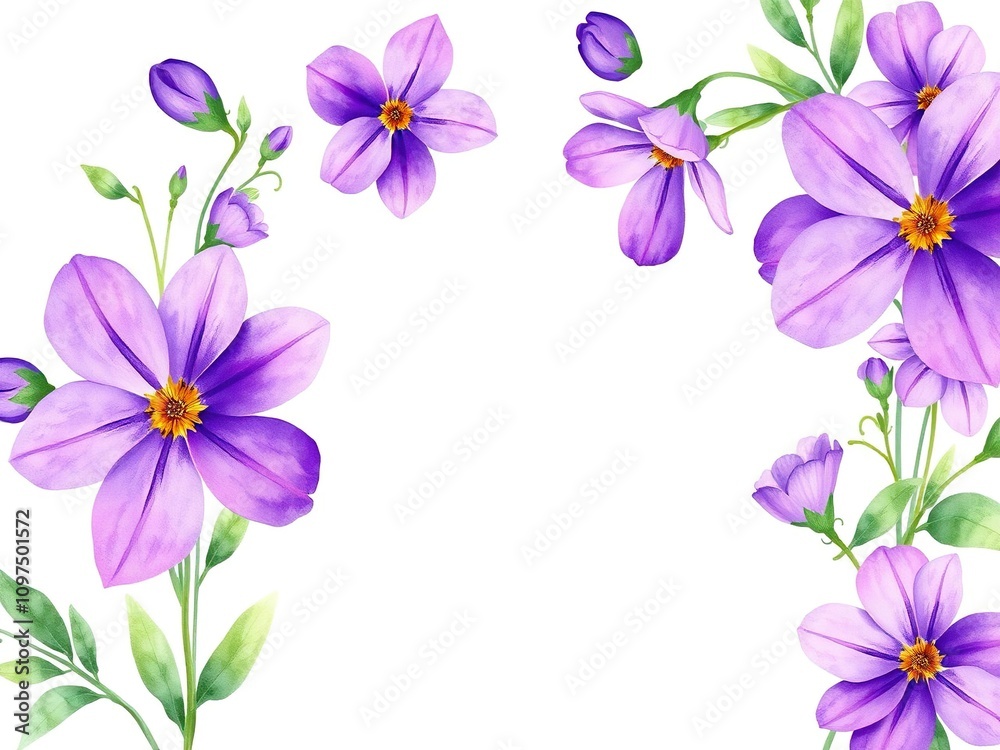 Watercolor illustration of a bouquet of purple flowers, purple flowers, watercolor designs Watercolor illustration of a bouquet of purple flowers, purple flowers, watercolor designs