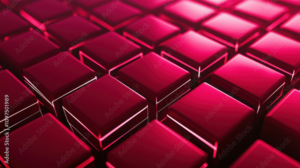 Glossy Red Cubes with Soft Lighting for Abstract Background and Texture Design Glossy Red Cubes with Soft Lighting for Abstract Background and Texture Design