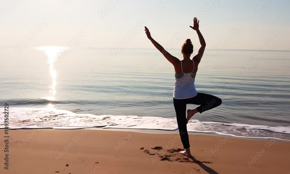Sunrise Yoga Pose at the Beach: Finding Inner Peace and Balance Sunrise Yoga Pose at the Beach: Finding Inner Peace and Balance