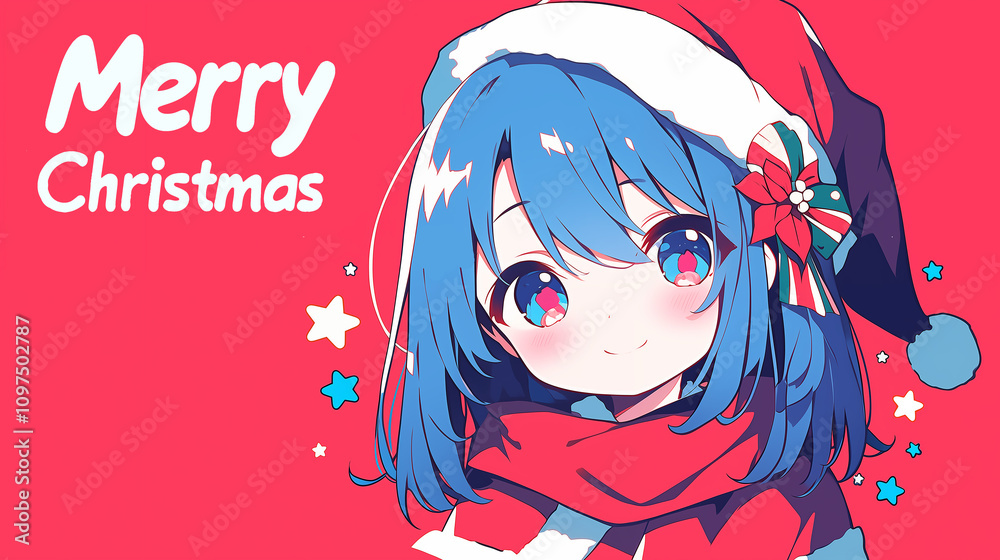 Naklejka premium cartoon christmas girl illustration 