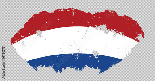 Netherlands national flag with distressed stroke brush effect on isolated background