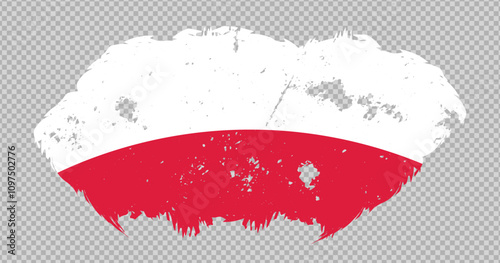 Poland national flag with distressed stroke brush effect on isolated background