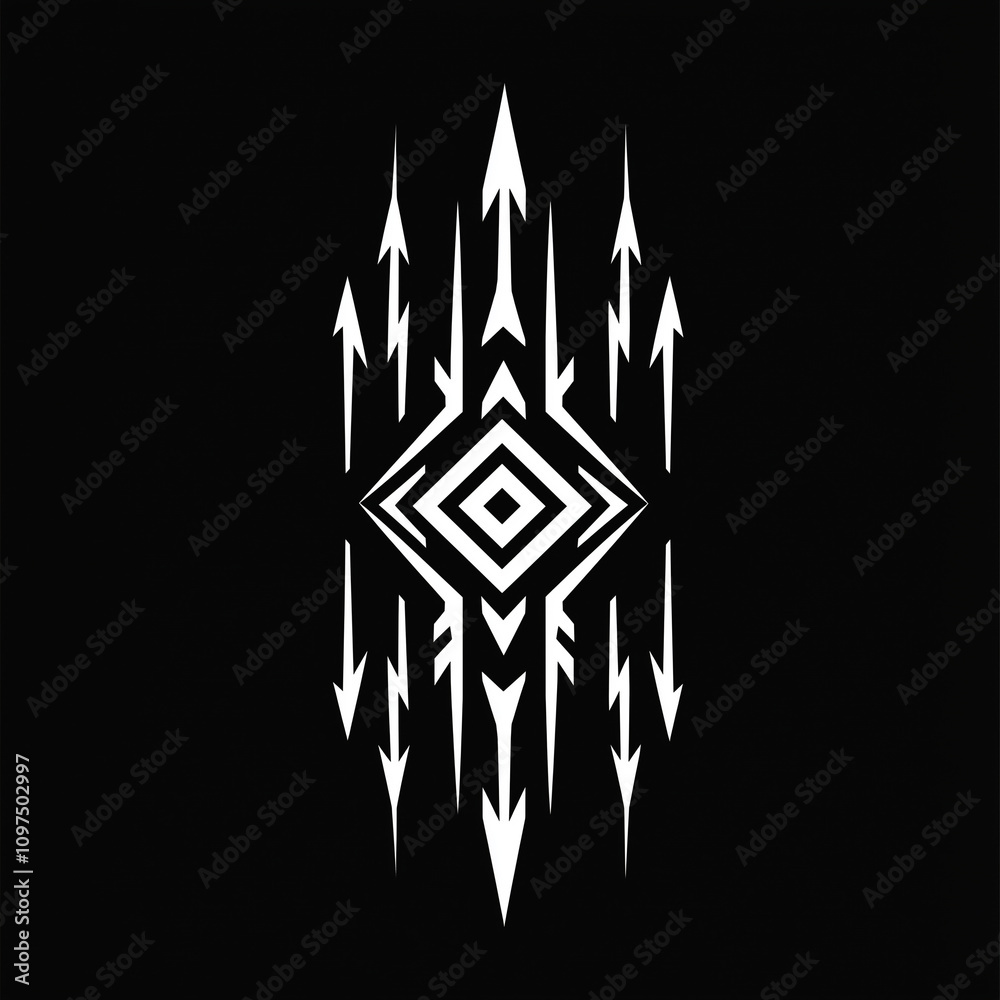 Tribal Arrow Geometric Pattern Black and White Design Tribal Arrow Geometric Pattern Black and White Design