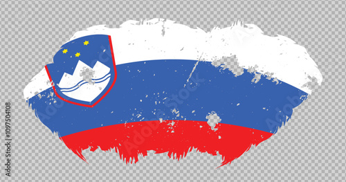 Slovenia national flag with distressed stroke brush effect on isolated background
