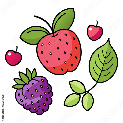 doodle berry set clipart cartoon Illustration drawing