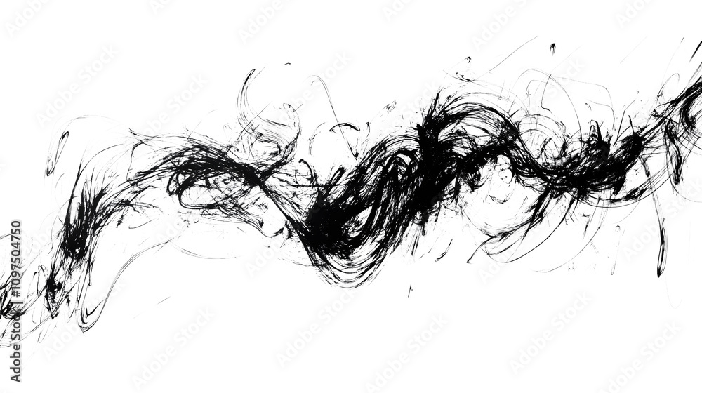 Abstract Black Scribbles on Transparent Background Abstract Black Scribbles on Transparent Background