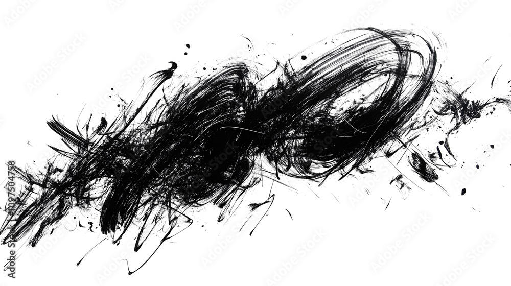 Abstract Black Scribbles on Transparent Background Abstract Black Scribbles on Transparent Background