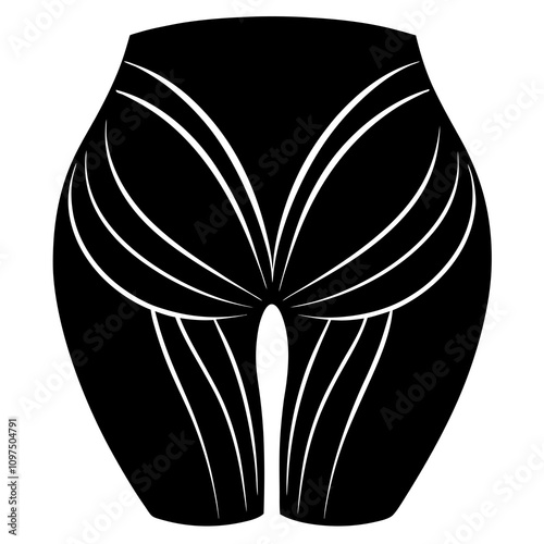 Gluteal Muscles  black silhouette vector illustration