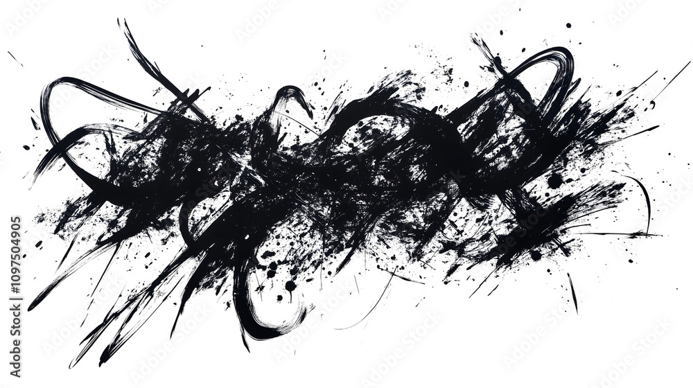 Abstract Black Scribbles on Transparent Background Abstract Black Scribbles on Transparent Background