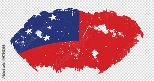 Samoa national flag with distressed stroke brush effect on isolated background