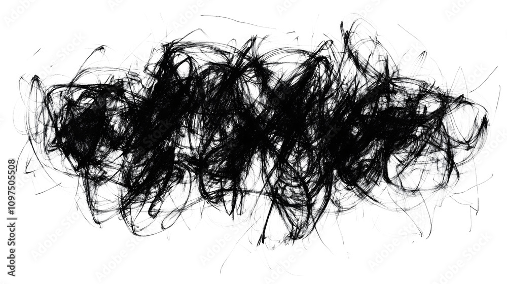Abstract Black Scribbles on Transparent Background Abstract Black Scribbles on Transparent Background