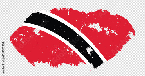 Trinidad And Tobago national flag with distressed stroke brush effect on isolated background