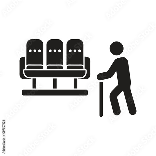 Elderly patient icon. Priority seat icon