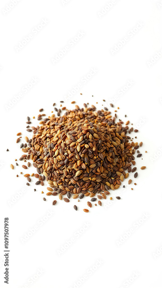 Isolated zira cumin jeera seeds close-up on white background, culinary, dry, isolated, detail, texture Isolated zira cumin jeera seeds close-up on white background, culinary, dry, isolated, detail, texture