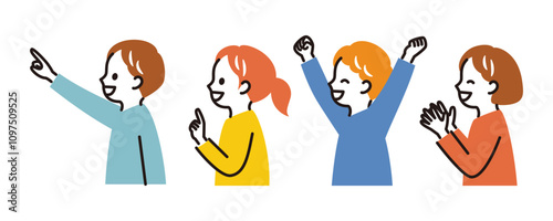 illustration of kids looking sideways
