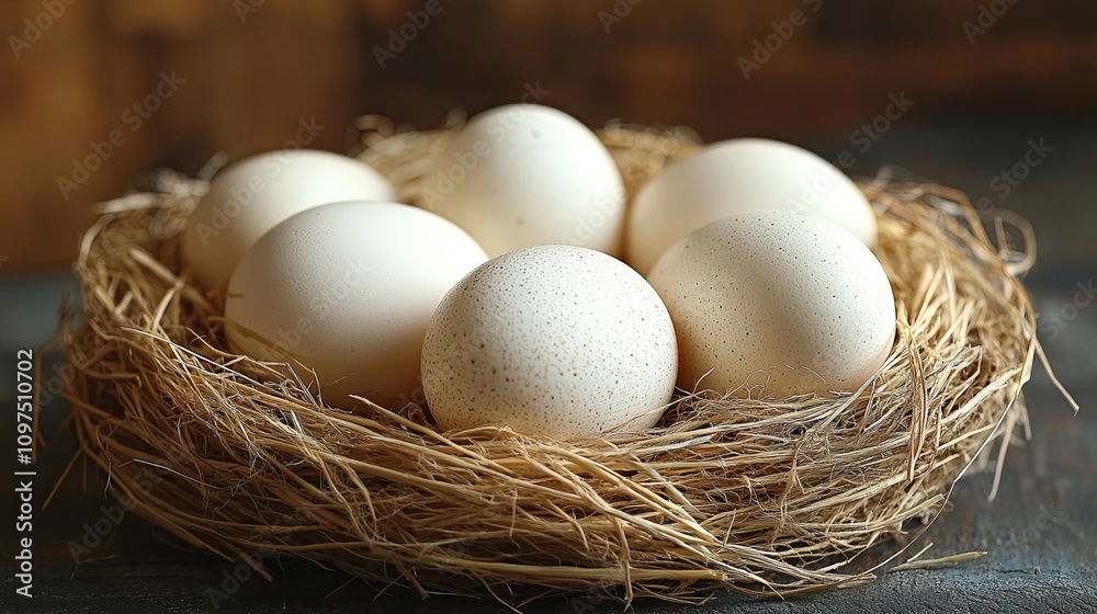 Tranquil Farmyard Eggs Nestled in Natural Setting