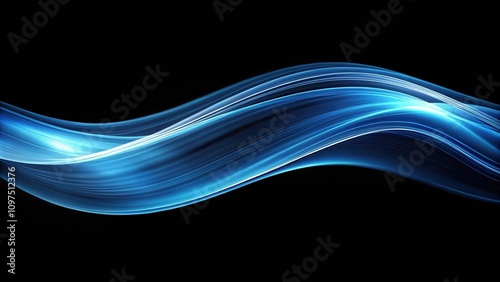 Abstract Blue Wave Design Elegant Swirling Lines on Black Background