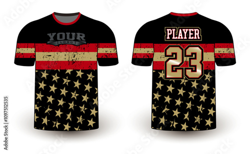 All sports player jersey design with an elegant edgy and wild look. Sports gear template mockup perfect fit for all sports. The designs that go on casual wear, shirts, fashion apparel, and all kind 