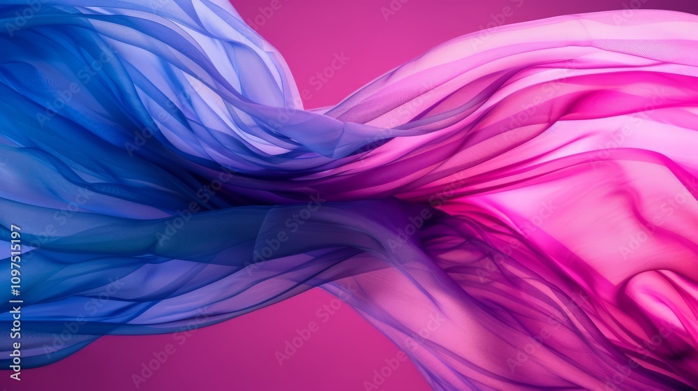 Flowing fabric in pink and blue tones Flowing fabric in pink and blue tones