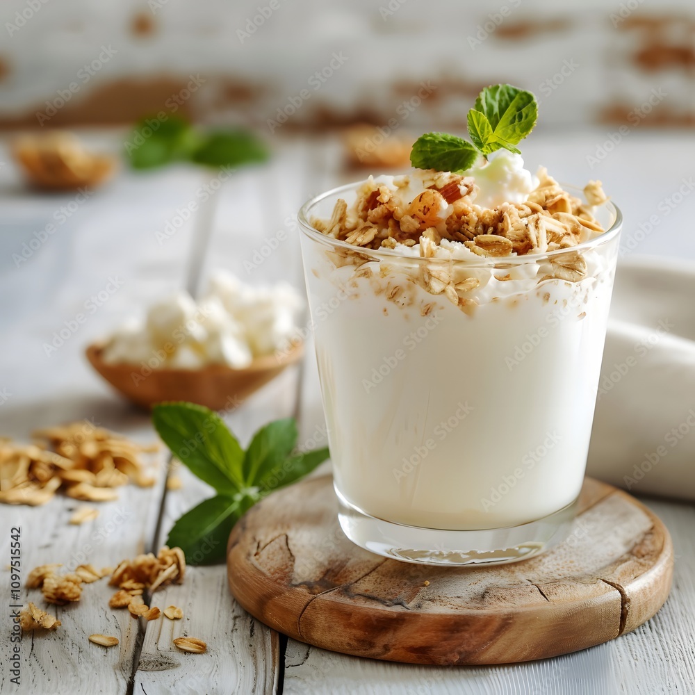 yogurt with muesli and mint yogurt with muesli and mint