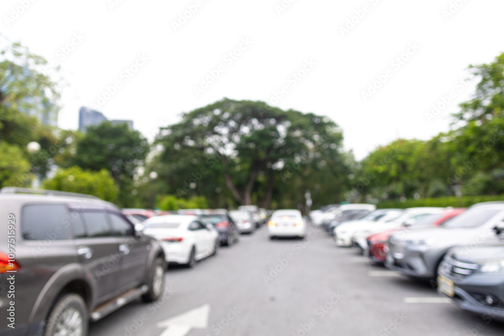 Abstract blurred outdoor car parking lot in city park Abstract blurred outdoor car parking lot in city park