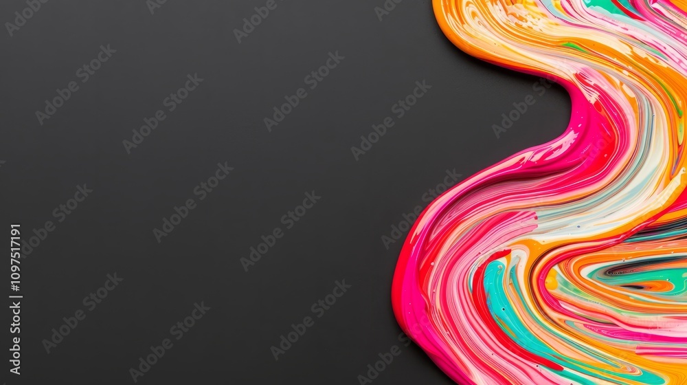 Colorful abstract paint swirls on black background Colorful abstract paint swirls on black background