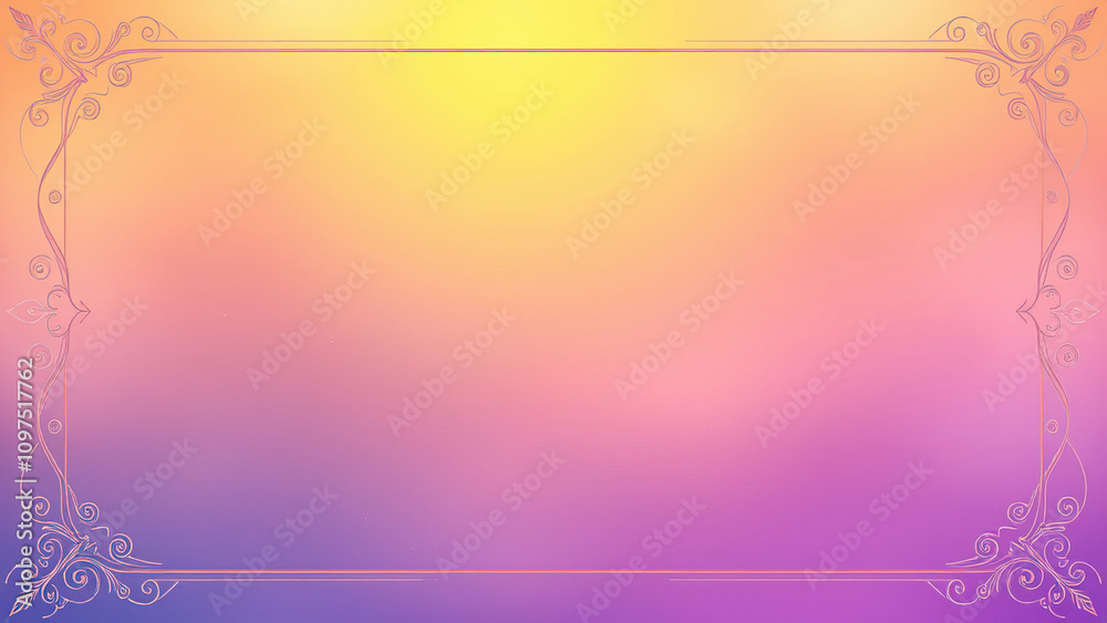 Soft gradient background in yellow and purple shades framed by a border, background texture, aesthetics, frame Soft gradient background in yellow and purple shades framed by a border, background texture, aesthetics, frame