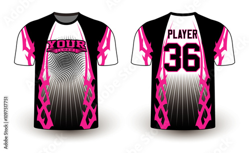 All sports player jersey design with an elegant edgy and wild look. Sports gear template mockup perfect fit for all sports. The designs that go on casual wear, shirts, fashion apparel, and all kind 