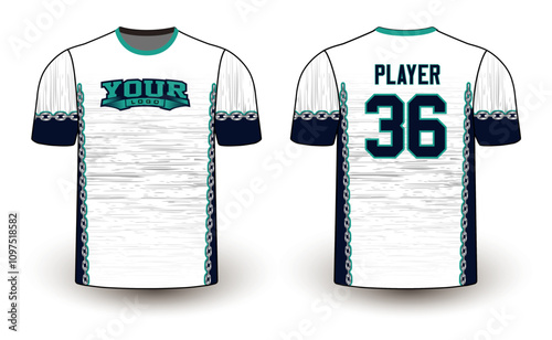 All sports player jersey design with an elegant edgy and wild look. Sports gear template mockup perfect fit for all sports. The designs that go on casual wear, shirts, fashion apparel, and all kind 