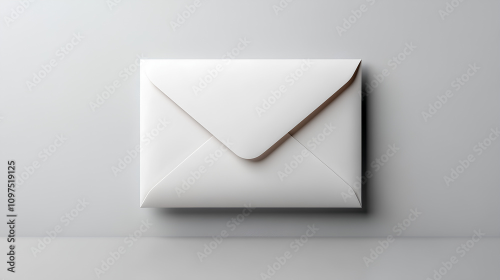 White Paper Envelope on Plain Background White Paper Envelope on Plain Background