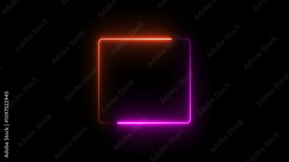 Glowing neon square frame symbol. Geometric square shape illustration. Glowing neon square frame symbol. Geometric square shape illustration.