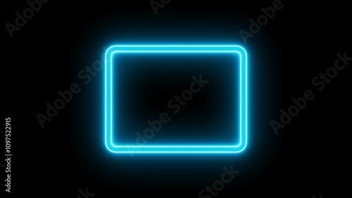 Glowing neon square frame symbol. Geometric square shape illustration.